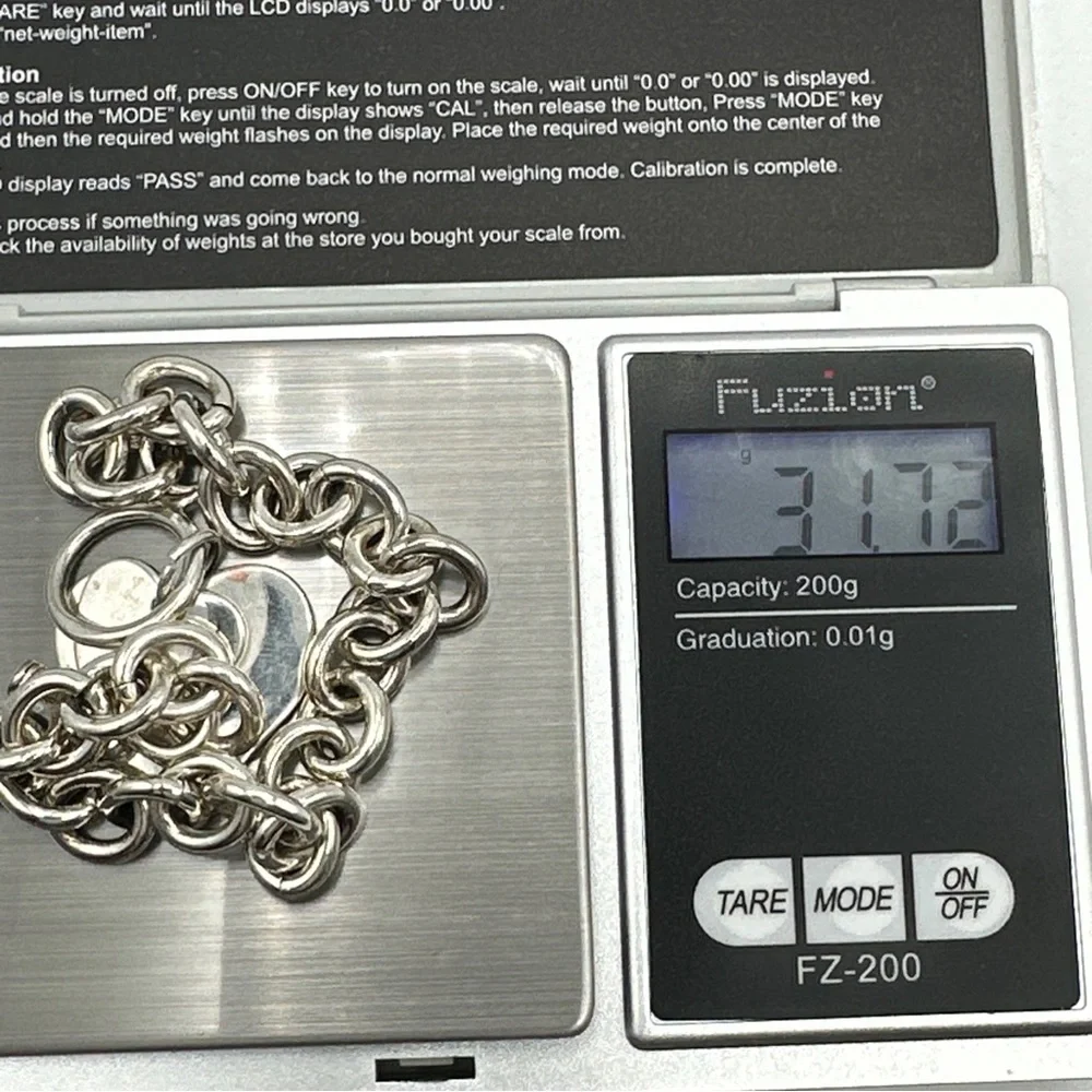 Sterling Silver Links Bracelet With‎ Hearts #342
